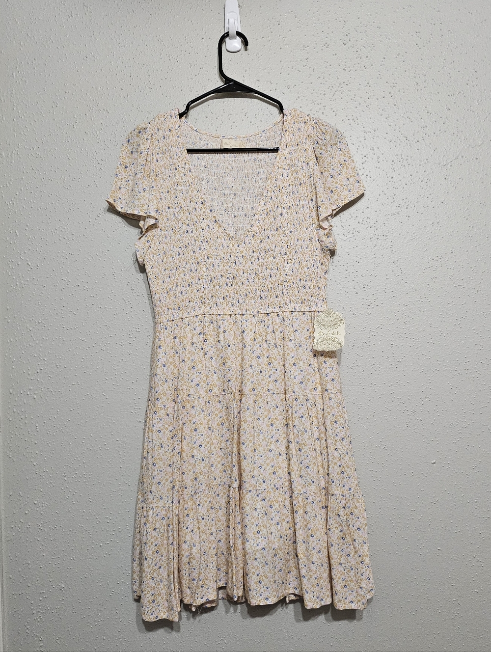 NWT Altar'd State Floral Smocked Dress M Cottagecore Tiered Mini Boho